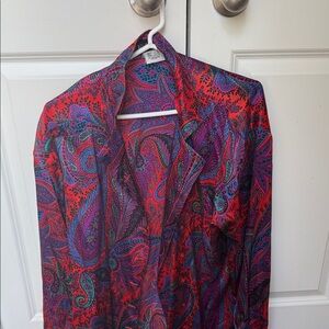 Escada Red and Purple Paisley Blouse